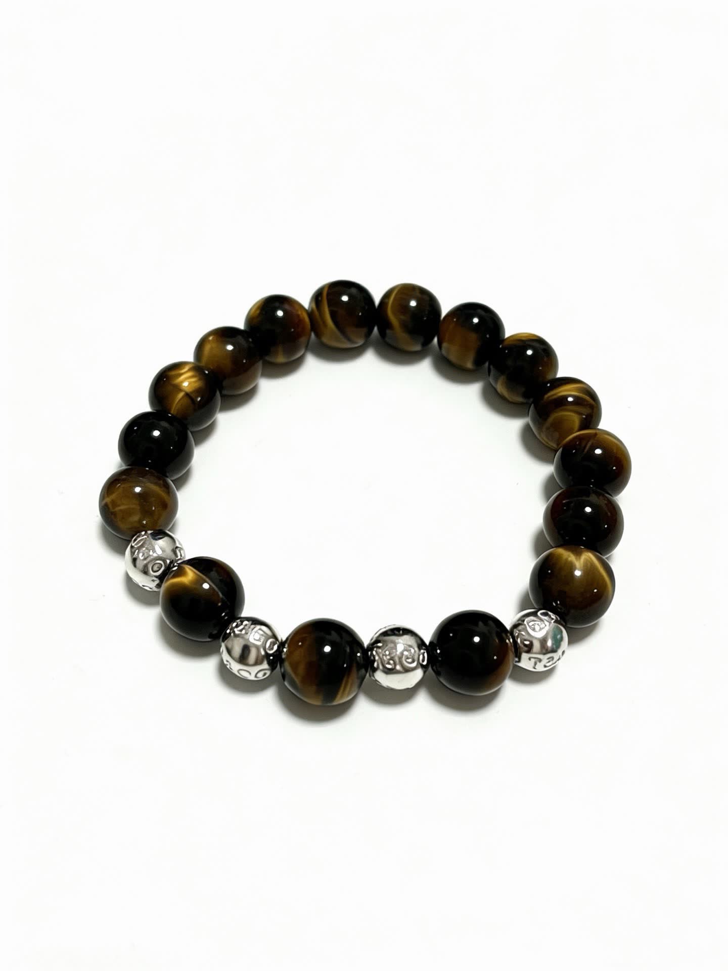 Tiffany & Co Tiger's Eye Gemstone Bracelet with Silver Accents